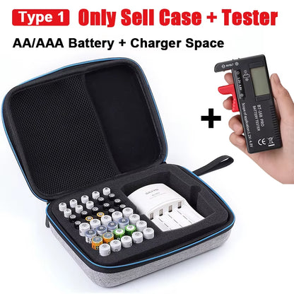Battery Storage Case – AA/AAA/9V Organizer – Tester Included – TSR