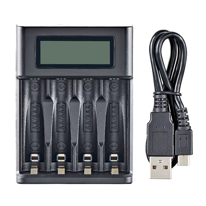 AA/AAA Battery Charger – LCD USB Rechargeable – 4 Slot – TSR