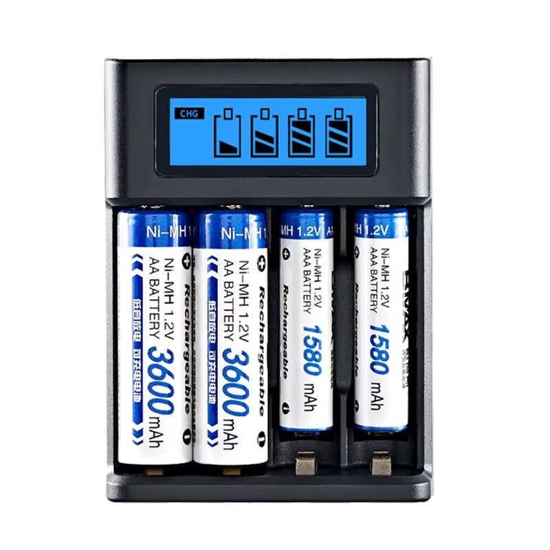 AA/AAA Battery Charger – LCD USB Rechargeable – 4 Slot – TSR
