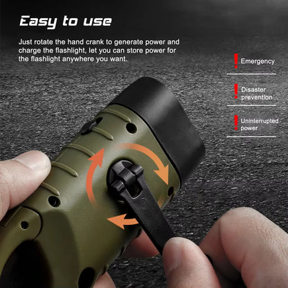 Solar Hand Crank Flashlight – Rechargeable Emergency Torch – Dynamo – TSR