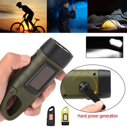 Solar Hand Crank Flashlight – Rechargeable Emergency Torch – Dynamo – TSR