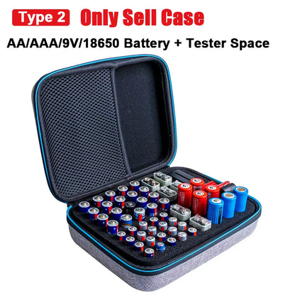 Battery Storage Case – AA/AAA/9V Organizer – Tester Included – TSR