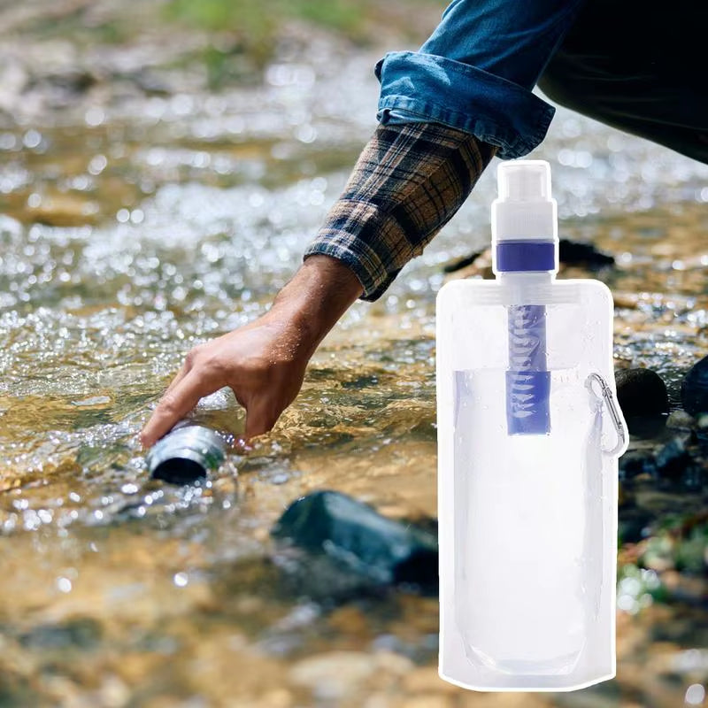 Filtered Water Bottle – Safe Water for Blackouts – 1000ml Foldable – TSR