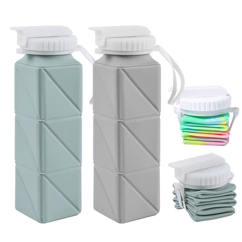 Collapsible Water Bottle – 620ml Straw Lid Leakproof – Camping – TSR