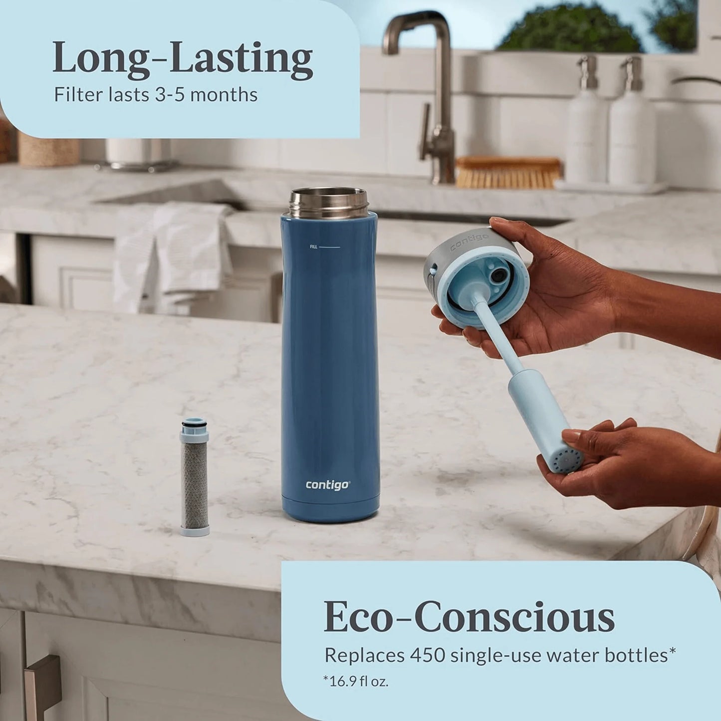 Contigo Filtered Bottle – 24oz Autospout Straw Filter – Washable – TSR