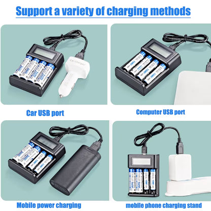 AA/AAA Battery Charger – LCD USB Rechargeable – 4 Slot – TSR