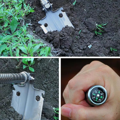 Folding Survival Shovel – Camping Axe Multitool – Compass – TSR