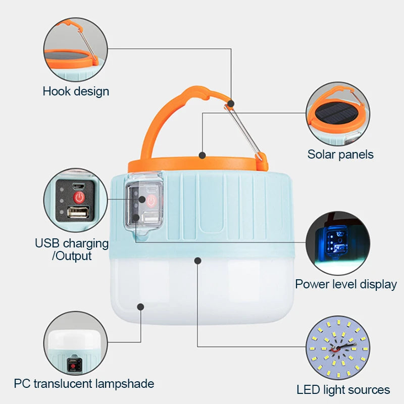 Solar LED Camping Light – Rechargeable Emergency Lantern – TSR