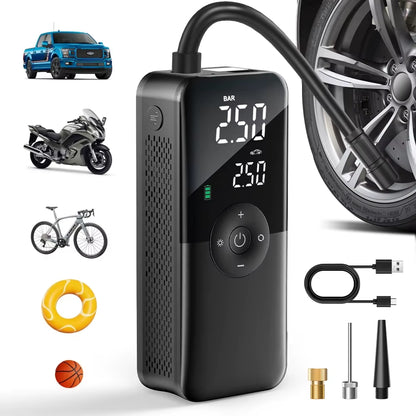 Portable Tire Inflator – Car Emergency Air Compressor – Rechargeable Digital – TSR