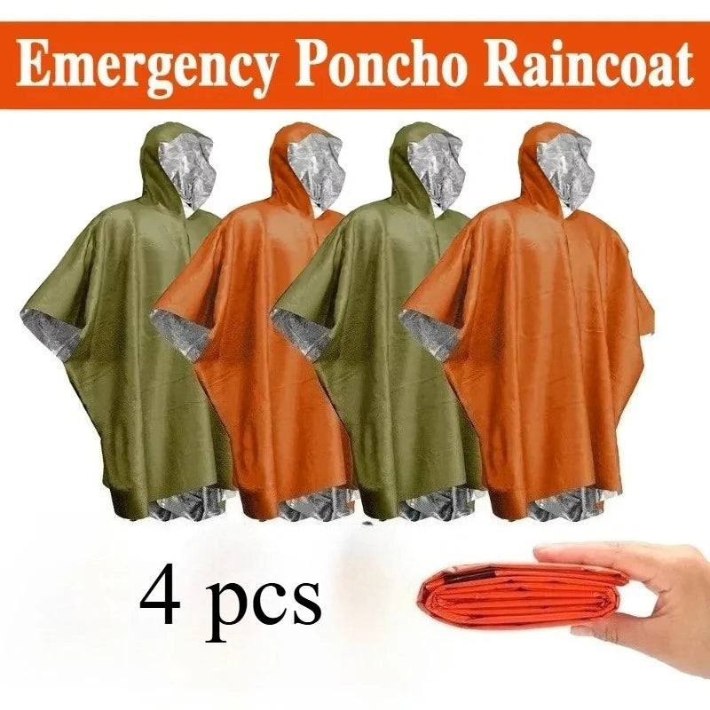 Emergency Thermal Poncho – Waterproof Aluminum Raincoat – Blackout Survival Blanket – TSR