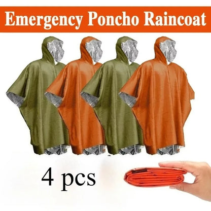 Emergency Thermal Poncho – Waterproof Aluminum Raincoat – Blackout Survival Blanket – TSR