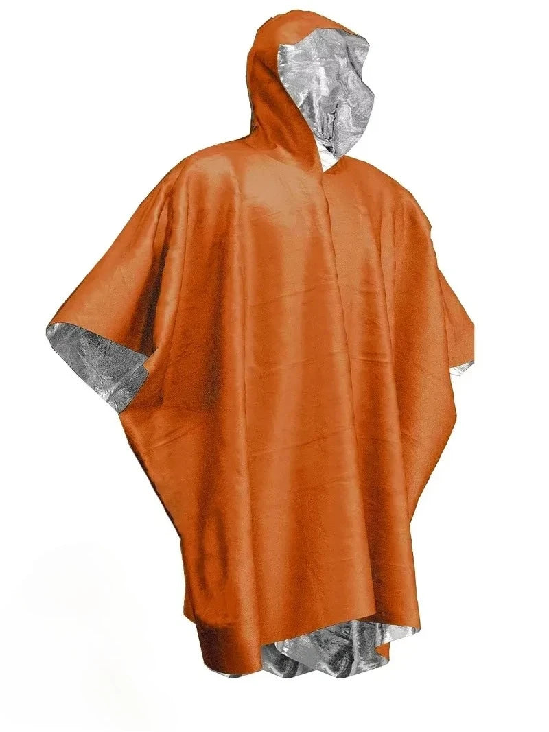 Emergency Thermal Poncho – Waterproof Aluminum Raincoat – Blackout Survival Blanket – TSR