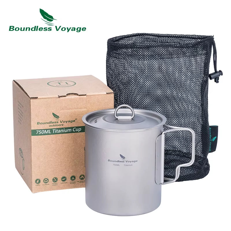 Titanium Camping Mug – Emergency Hot Drinks Blackouts – 750ml Lightweight – TSR