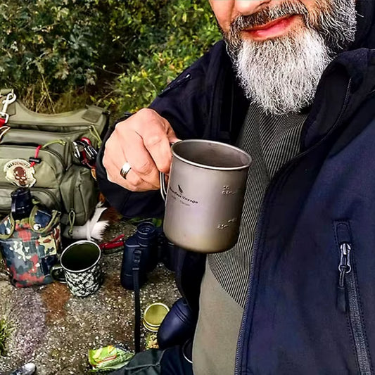 Titanium Camping Mug – Emergency Hot Drinks Blackouts – 750ml Lightweight – TSR