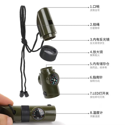 Survival Whistle Compass – Emergency Rescue Signal – Thermometer – TSR