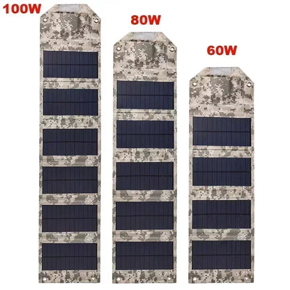 Foldable Solar Panel – 100W Camping Charger – Waterproof USB – TSR