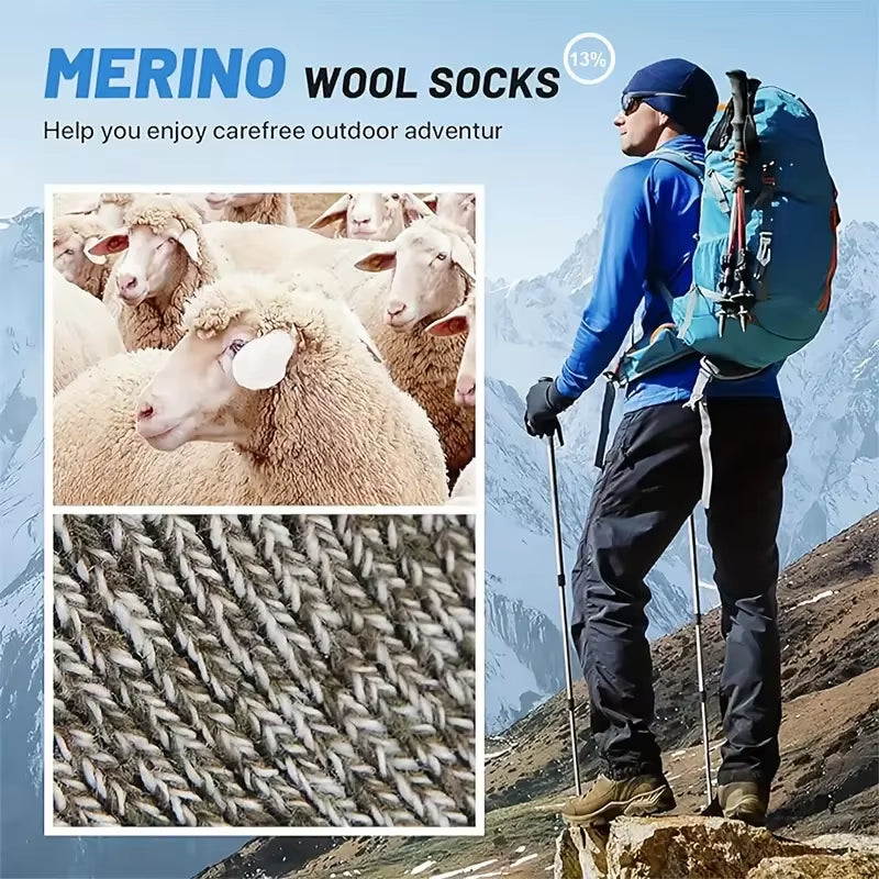 Merino Wool Thermal Socks – Winter Blackout Warmth – 5 Pack Hiking – TSR