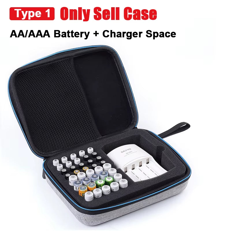 Battery Storage Case – AA/AAA/9V Organizer – Tester Included – TSR