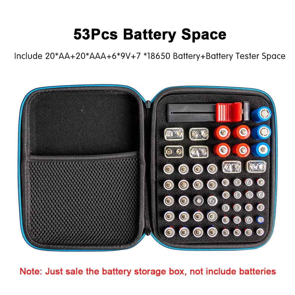 Battery Storage Case – AA/AAA/9V Organizer – Tester Included – TSR
