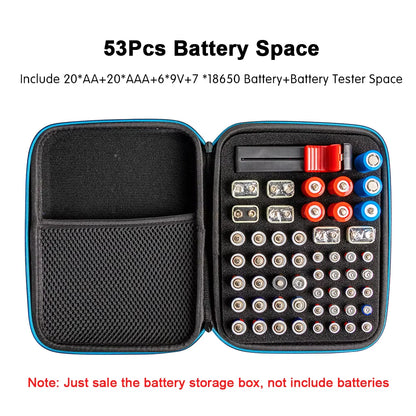 Battery Storage Case – AA/AAA/9V Organizer – Tester Included – TSR